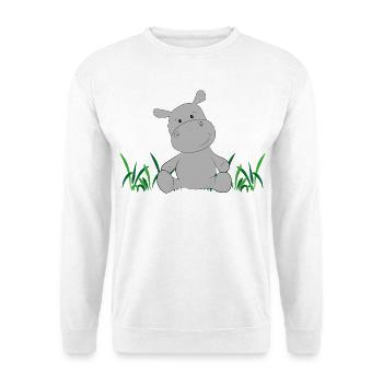 Hippopotamus on meadow - Unisex Sweatshirt - white - Front