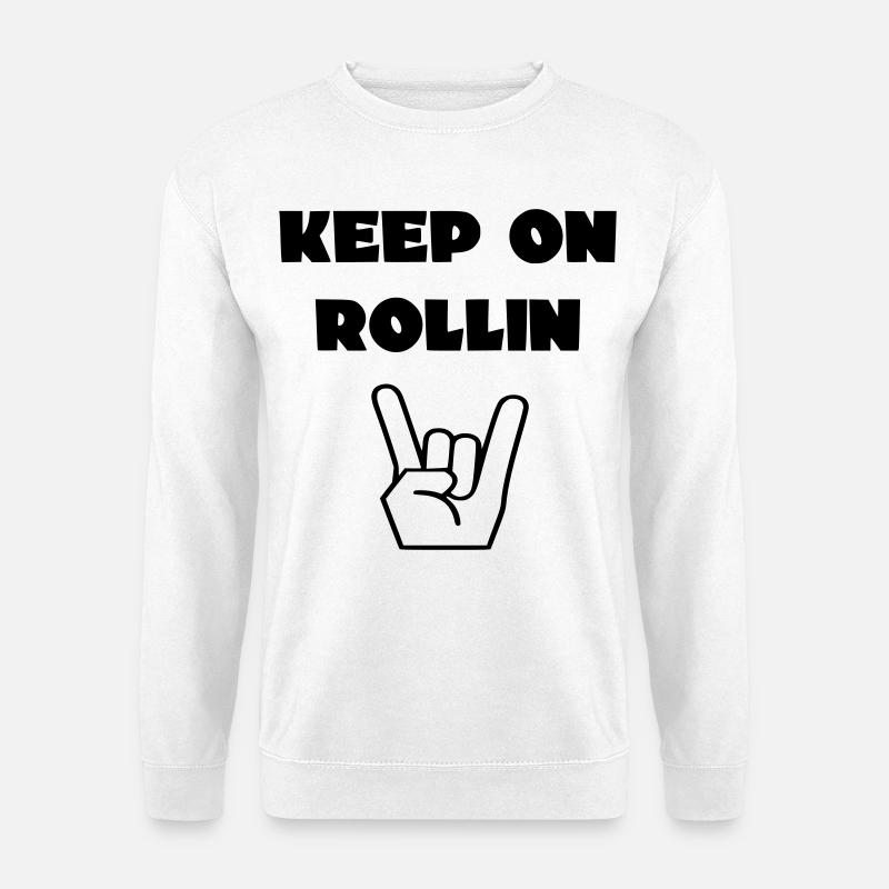 Fahren Sie immer mit Ihrem Rollstuhl weiter # - Unisex Pullover - Weiß