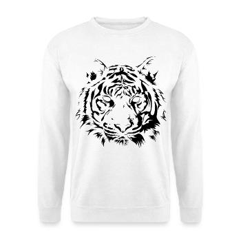 Tiger Zeichnung Raubkatze Portrait Illustration - Unisex Pullover - Weiß - Vorne