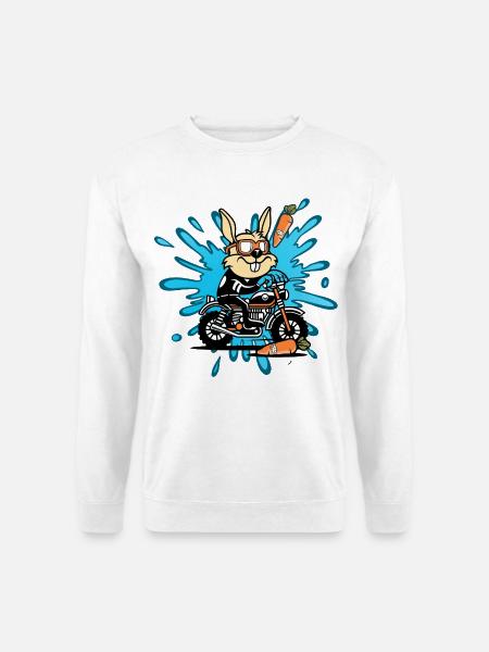 Hase Kaninchen Motorrad Geschenk - Unisex Pullover - Weiß