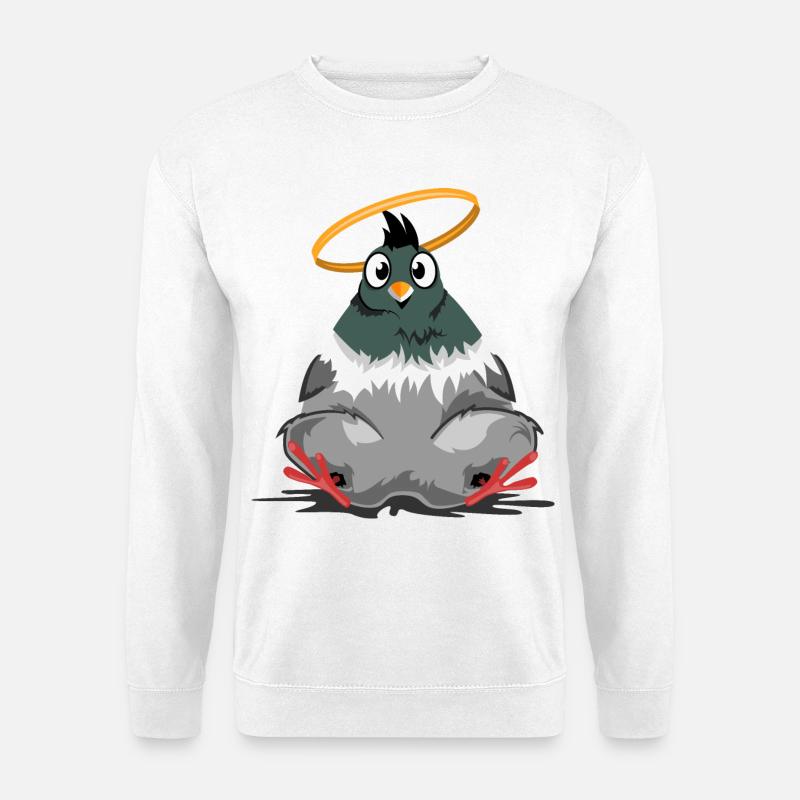 dicke taube lustig Heiligenschein comic cartoon - Unisex Pullover - Weiß