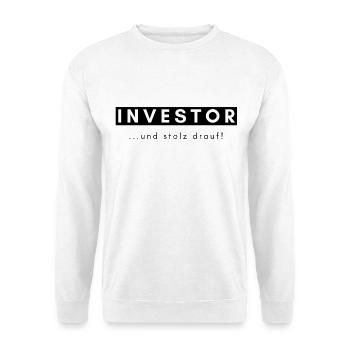 Investor - Aktien Börse Dividende - Unisex Pullover - Weiß - Vorne - Alina (178cm) & Michal (187cm)