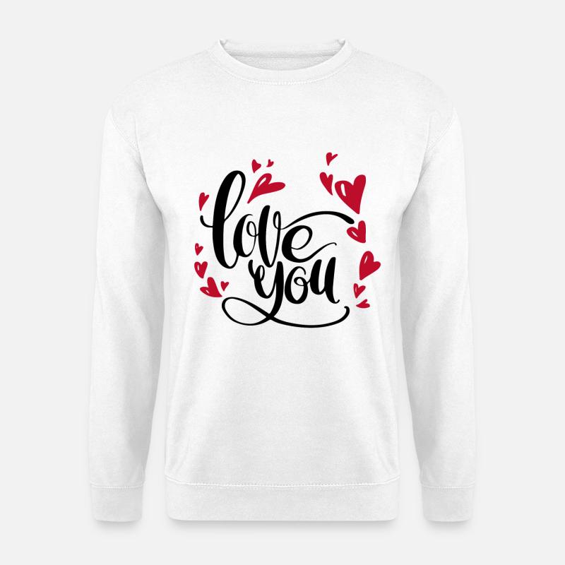 je t'aime | coeurs | pour les couples - Sweat-shirt Unisexe - blanc