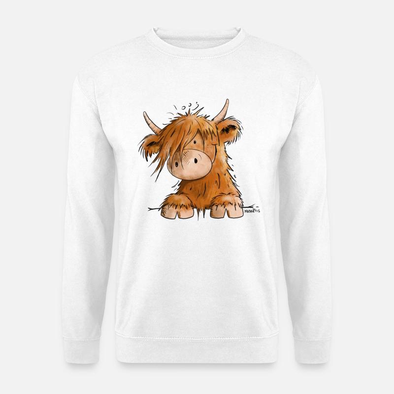 Schottisches Hochlandrind I Highland Cattle Kuh - Unisex Pullover - Weiß