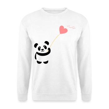 panda herz niedlich luftballon bär groß dick kusch - Unisex Pullover - Weiß - Vorne