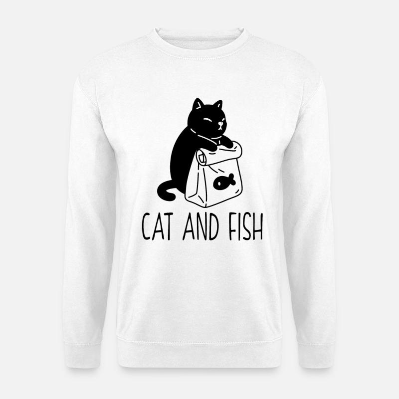 Monochrome Tote with Fish Icon - Unisex Sweatshirt - white