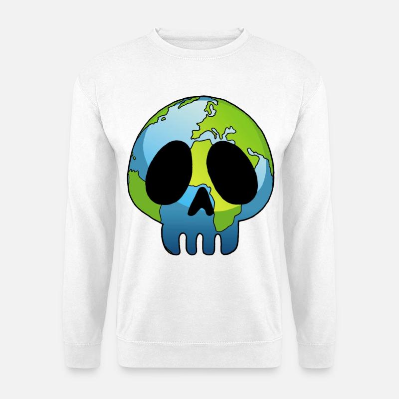 Schädel und Planet Erde - Unisex Pullover - Weiß
