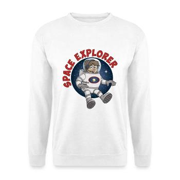 "Space Explorer" Astronaut auf rundem Hintergrund. - Unisex Pullover - Weiß - Vorne