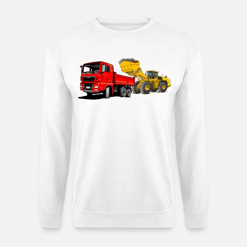 Baustelle, LKW, Radlader - Unisex Pullover - Weiß