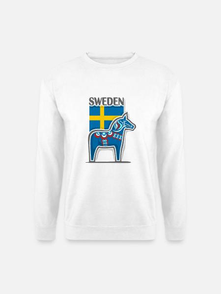 Schweden Reise Souvenir Wahrzeichen, schwedische Flagge - Unisex Pullover - Weiß