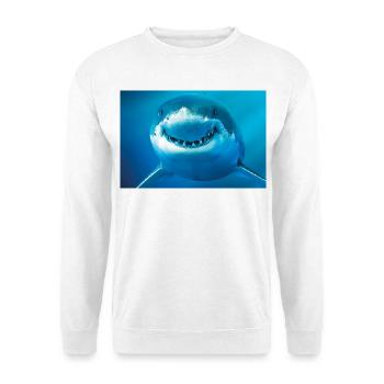 Lächelnder Hai unter Wasser - Unisex Pullover - Weiß - Vorne