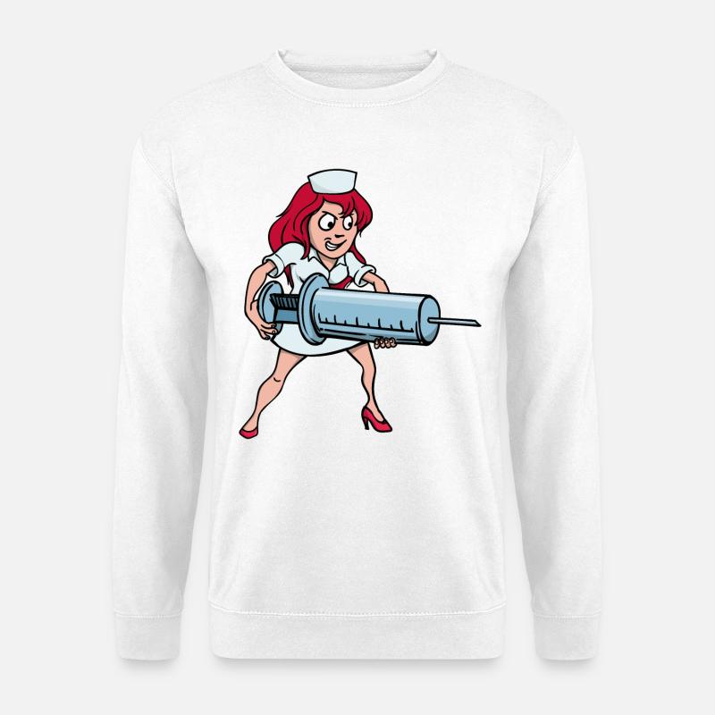Profession de vaccination par injection seringue infirmière - Sweat-shirt Unisexe - blanc
