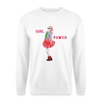 Girl Power Mädchenpower Power Girl Geschenk - Unisex Pullover - Weiß - Vorne - Alina (178cm) & Michal (187cm)