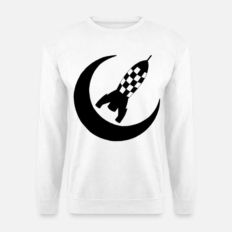 Black rocket and half-moon - Unisex Sweatshirt - white