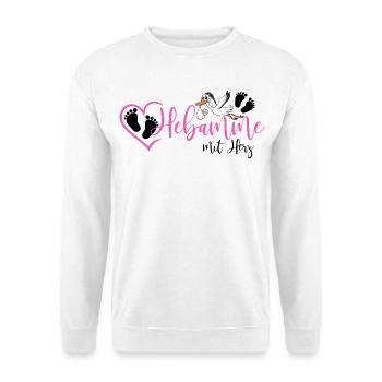 Hebamme mit Herz  - Unisex Pullover - Weiß - Vorne