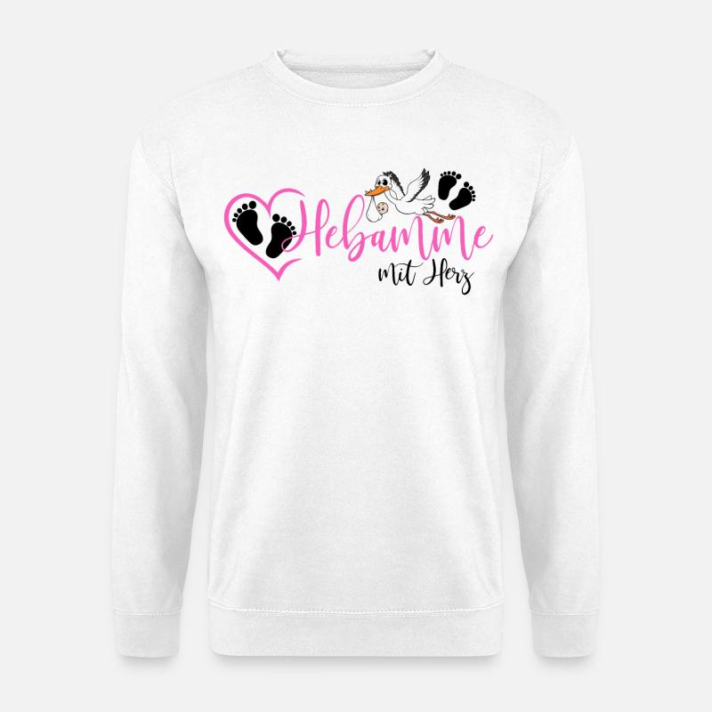 Hebamme mit Herz  - Unisex Pullover - Weiß