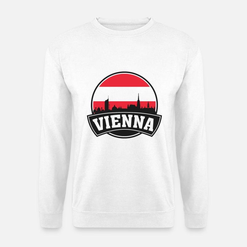 Wiener Stadtsilhouette Österreich-Flaggen-Souvenir - Unisex Pullover - Weiß