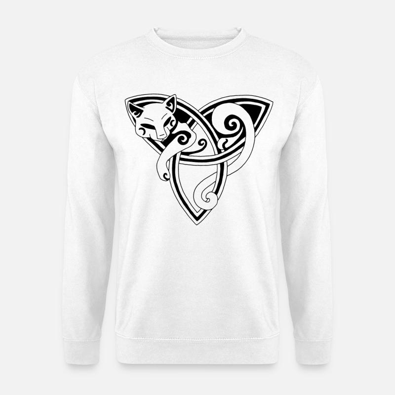 Keltische Katze ruht sich aus (schwarz) - Unisex Pullover - Weiß