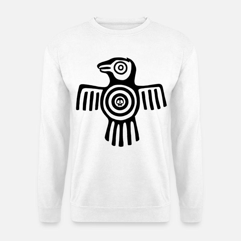 Schwarzer Inka-Vogel - Unisex Pullover - Weiß