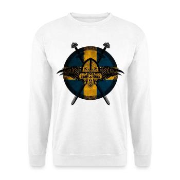 Wikinger Viking Schweden Flagge Raben Design - Unisex Pullover - Weiß - Vorne