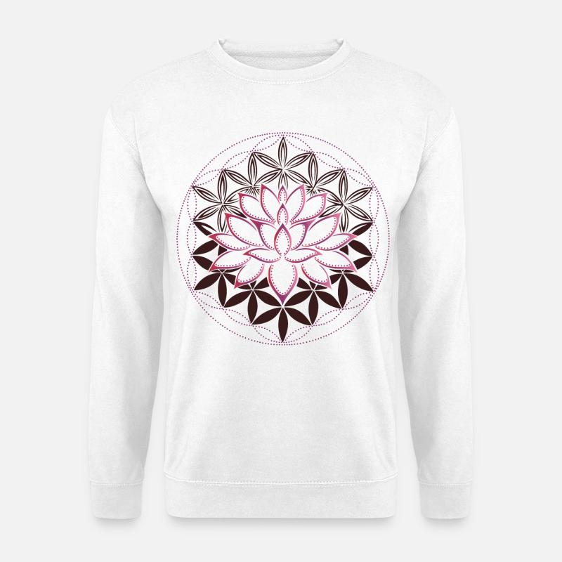 Lotus Blume des Lebens - Unisex Pullover - Weiß