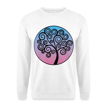 Black tree of life on blue and pink background - Unisex Sweatshirt - white - Front
