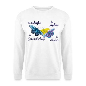 Papillons colorés, 4 langues - Sweat-shirt Unisexe - blanc - Devant