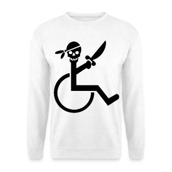Fauteuil roulant Pirate pour les rouleaux durs. Chemise humoristique * - Sweat-shirt Unisexe - blanc - Devant