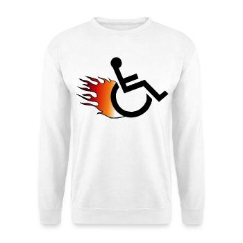 Fauteuil roulant enflammé. Fauteuil roulant avec flammes # - Sweat-shirt Unisexe - blanc - Devant