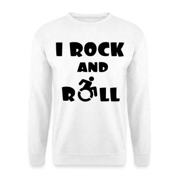 Je fais du rock and roll. Humour en fauteuil roulant # - Sweat-shirt Unisexe - blanc - Devant