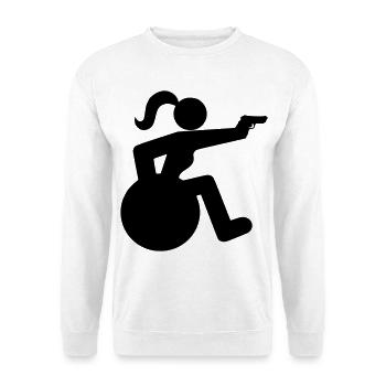 Prise de vue en fauteuil roulant. Jeux paralympiques # - Sweat-shirt Unisexe - blanc - Devant