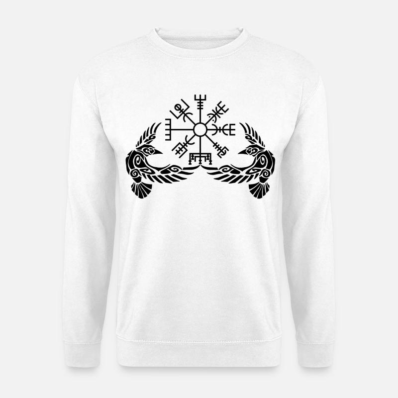 Black ravens and Viking compass - Unisex Sweatshirt - white