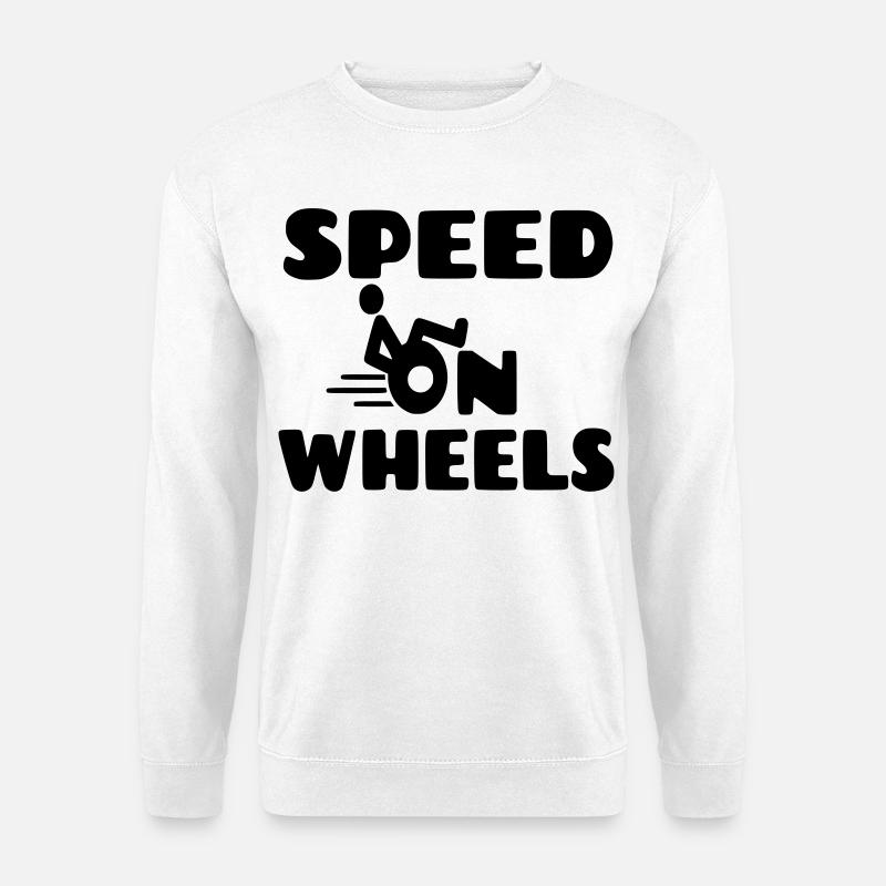 Geschwindigkeit auf Rädern, Rennrollstuhlfahrer * - Unisex Pullover - Weiß