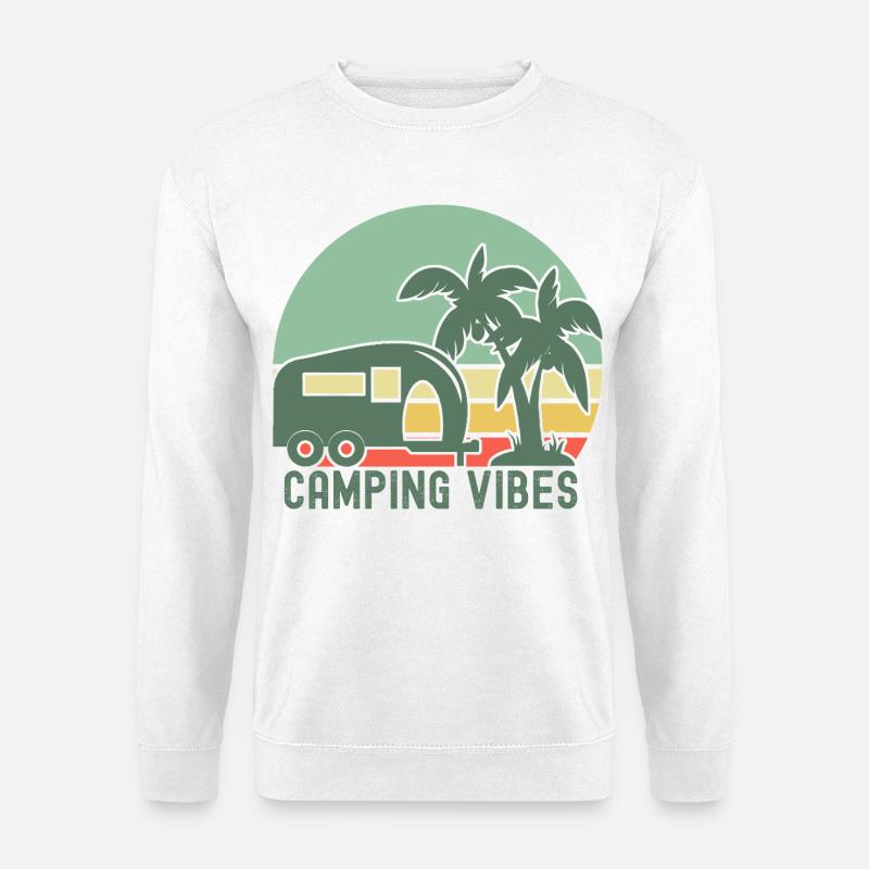 Retro Camping Vibes Illustration - Unisex Pullover - Weiß