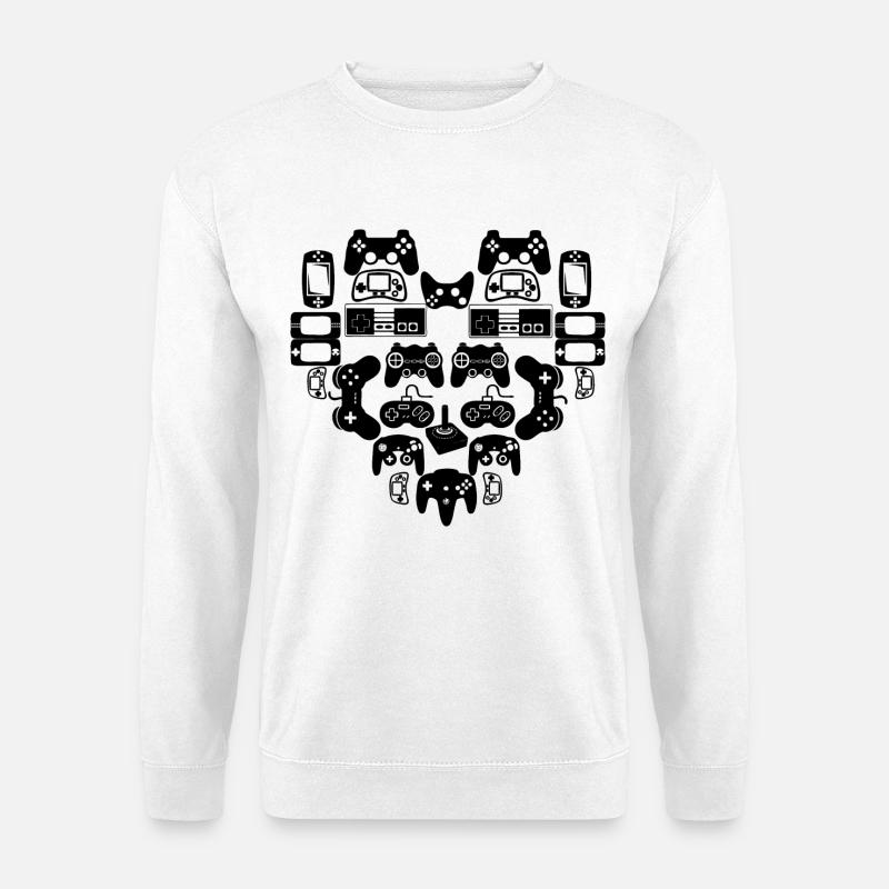 Herz Controller Joystick Gamer Zocker - Unisex Pullover - Weiß