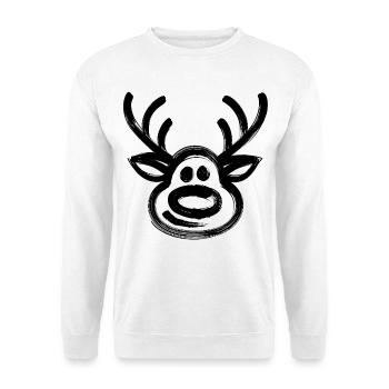 Christmas reindeer face deer - Unisex Sweatshirt - white - Front