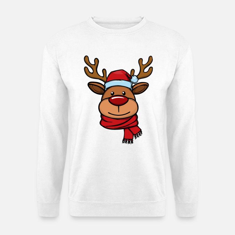 Weihnachten Xmas Rentier Gesicht - Unisex Pullover - Weiß