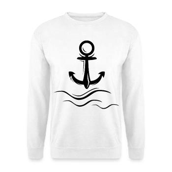Anker Wellen Wasser Symbol Logo icon Illustration - Unisex Pullover - Weiß - Vorne