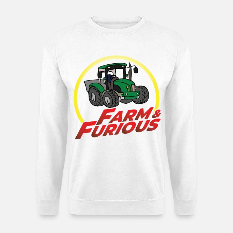 Farm and Furious - Humor Parodie Traktor - Unisex Pullover - Weiß