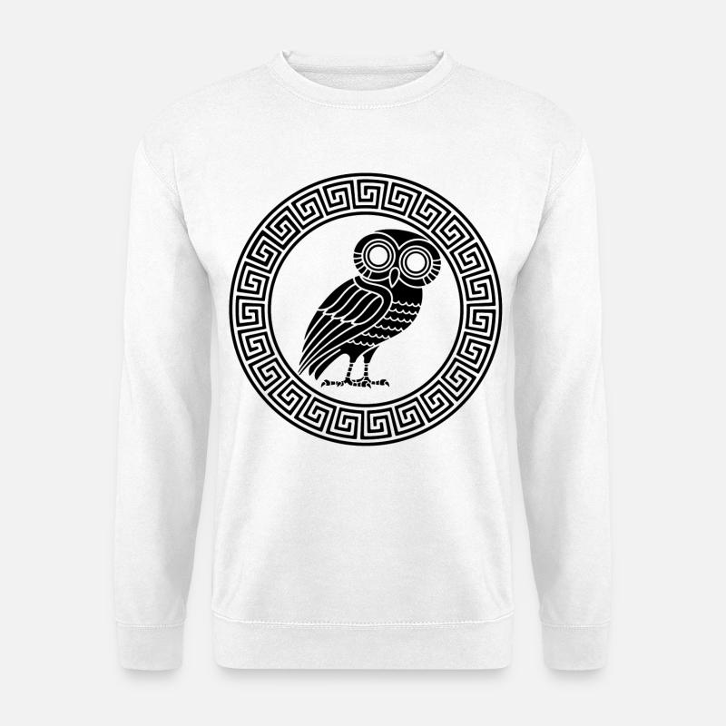 Griechisches Symbol der schwarzen Eule - Unisex Pullover - Weiß