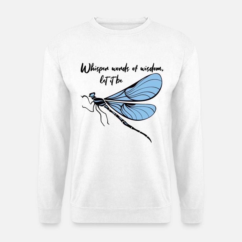 Hippie Soul Let It Be Blue Dragonflies - Unisex Pullover - Weiß
