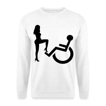 Niedliche Dame gegen Rollstuhlfahrer Humor Shirt* - Unisex Pullover - Weiß - Vorne