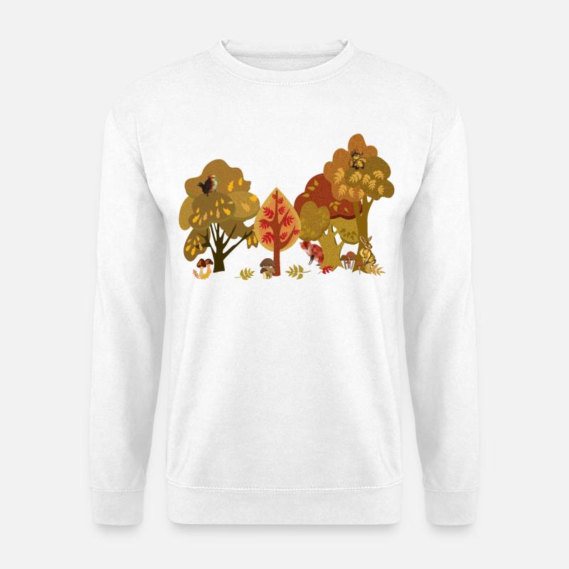 Silhouette de la faune de la forêt d’automne - Sweat-shirt Unisexe - blanc