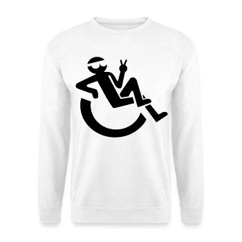 Entspannt fröhlich Rollstuhlfahrer Symbol * - Unisex Pullover - Weiß - Vorne