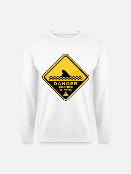 Danger Sharks No Swimming - Unisex Sweatshirt - white