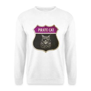 Cat Pirate Crest Design - Unisex Sweatshirt - white - Front