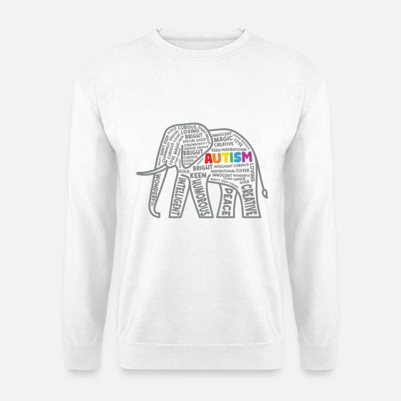 Autismus Bewusstsein Elefant Typografie - Unisex Pullover - Weiß