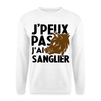 Je Peux Pas J'ai Sanglier Humour Chasse humorist - Sweat-shirt Unisexe - blanc - Devant