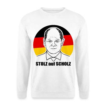 stolz auf Scholz, Bundeskanzler, Deutschland Shirt - Unisex Pullover - Weiß - Vorne