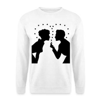 Love Silhouette – Valentine’s Day Couple Design - Unisex Pullover - Weiß - Vorne